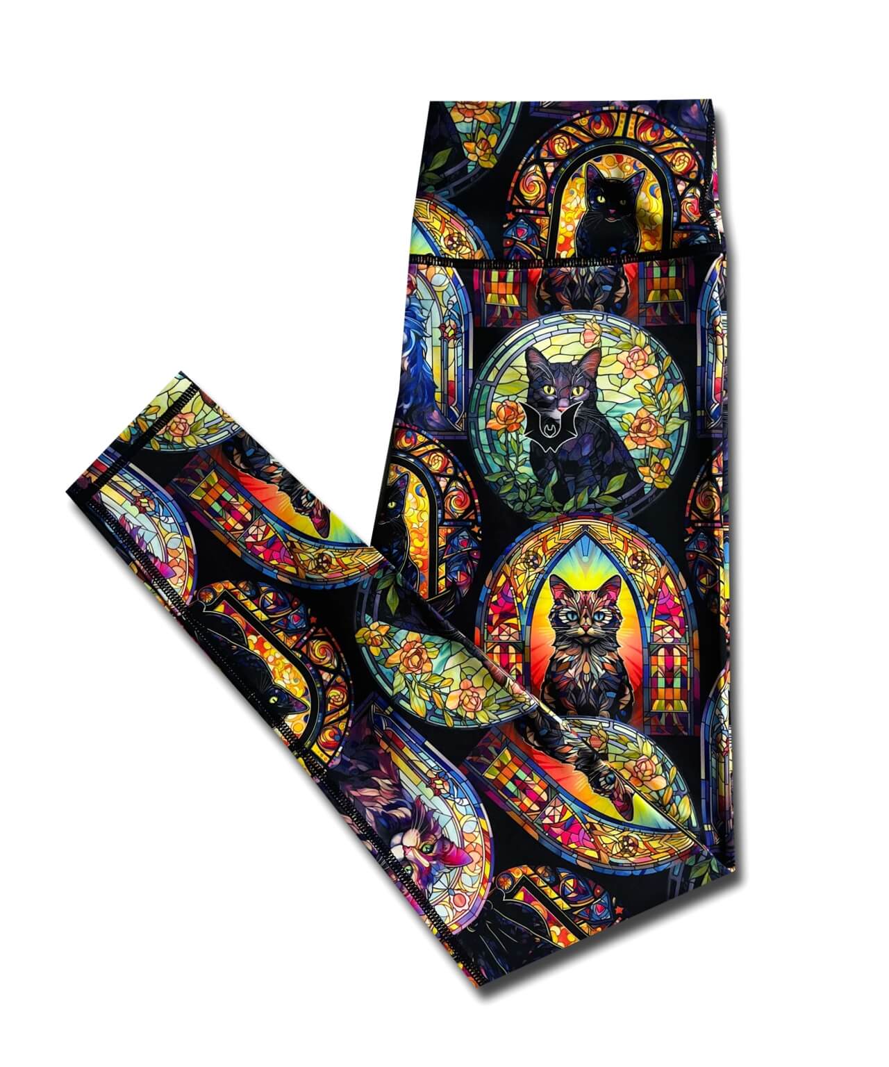 Cat Stained Glass - Full Length Legging - Unwonted Alternative Gym Wear - unwontedapparel