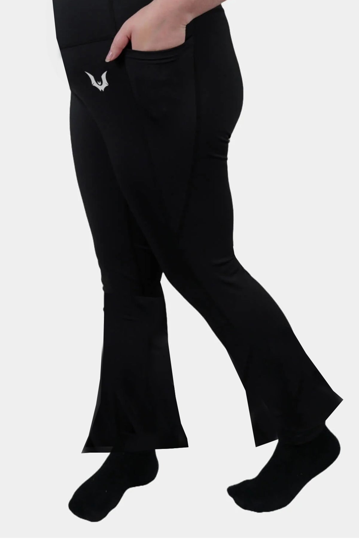 Flared Black 'Gothica' - Full Length Side Pocket Leggings