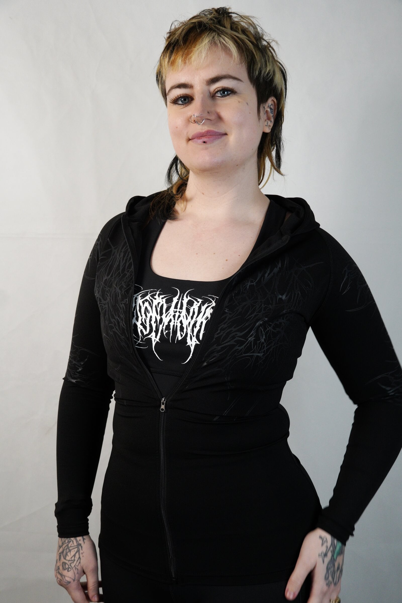 Nightwing Graphite - Female Compression Zipped Hoodie