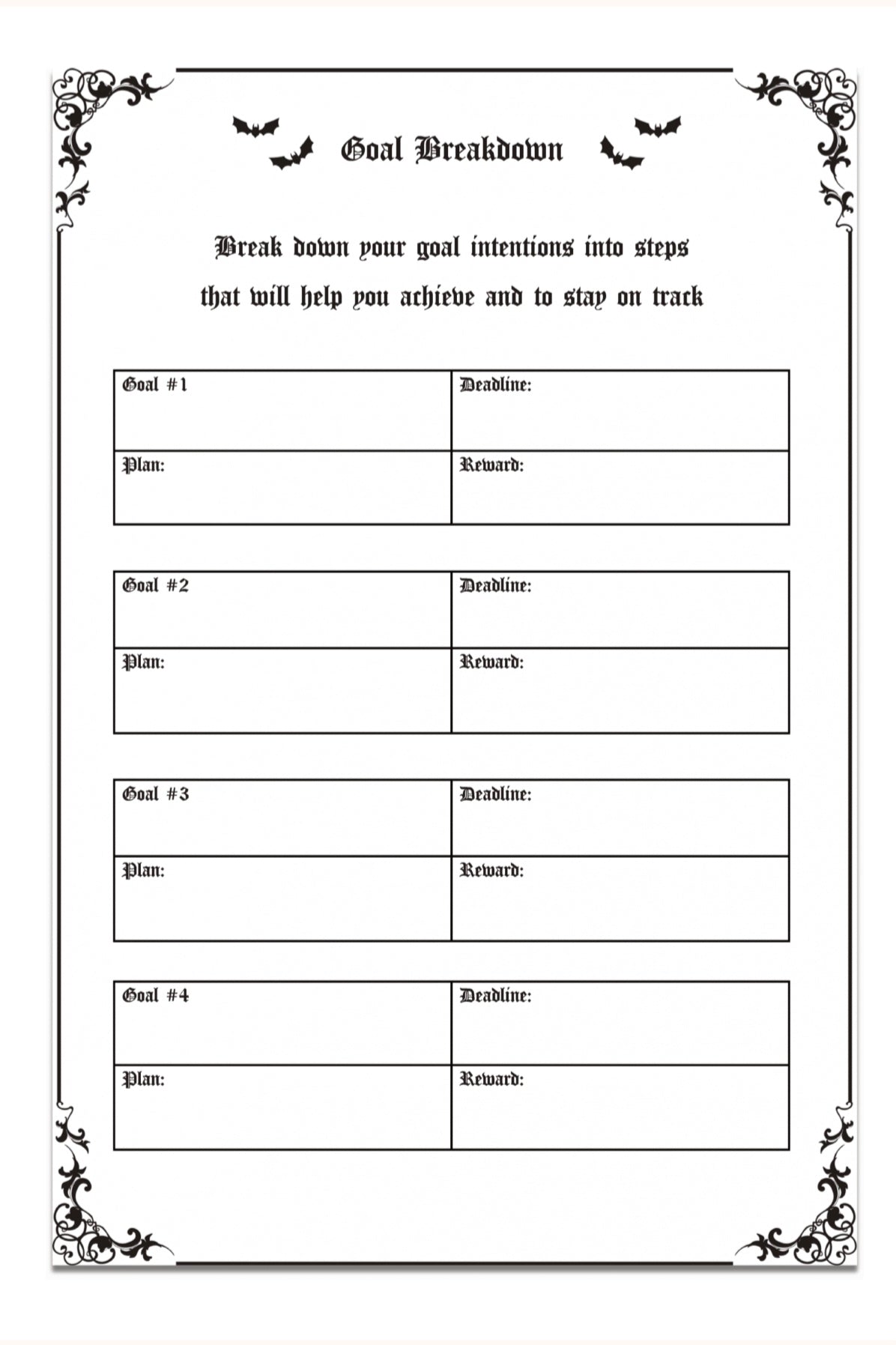 Unwonted Fit Goth Workout Logbook