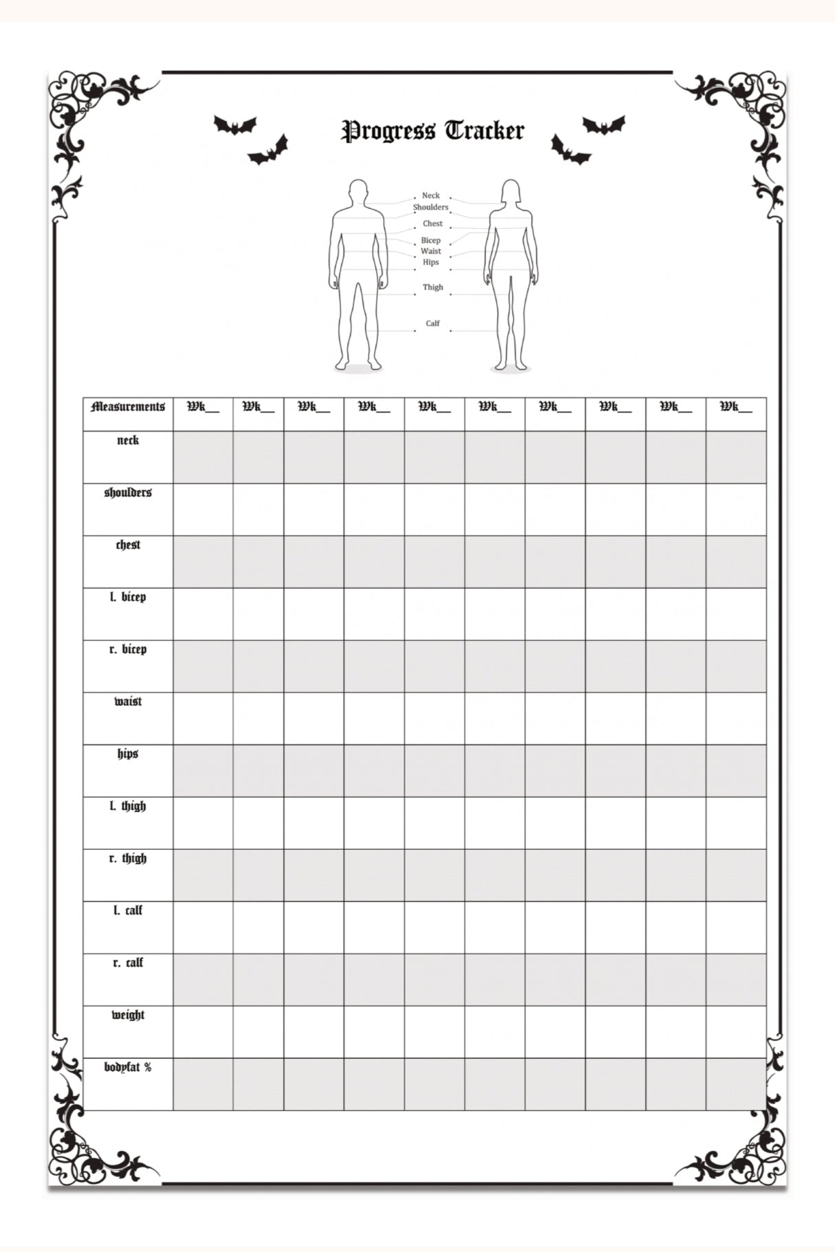 Unwonted Fit Goth Workout Logbook