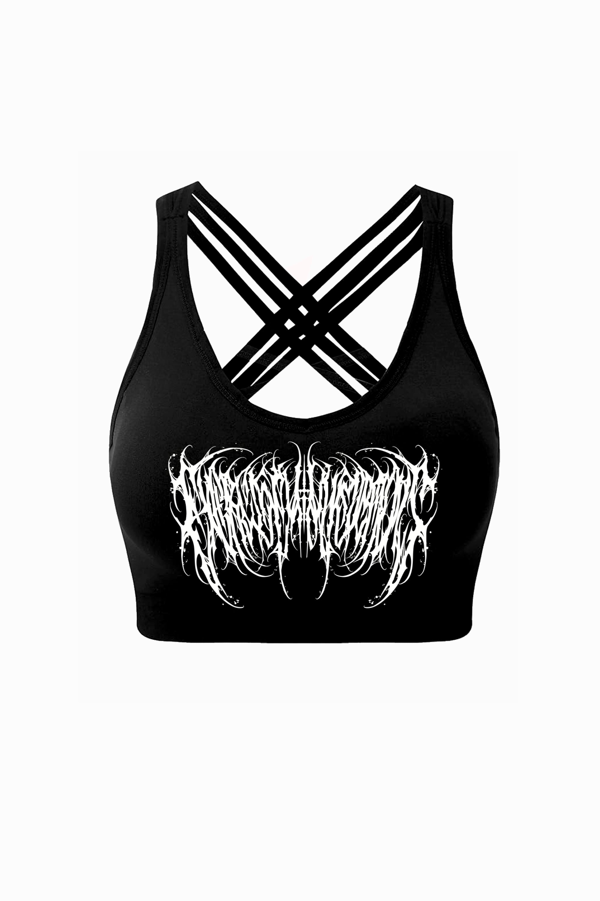 Exercise Your Demons 'Gothica' Black - Criss Cross Crop Top