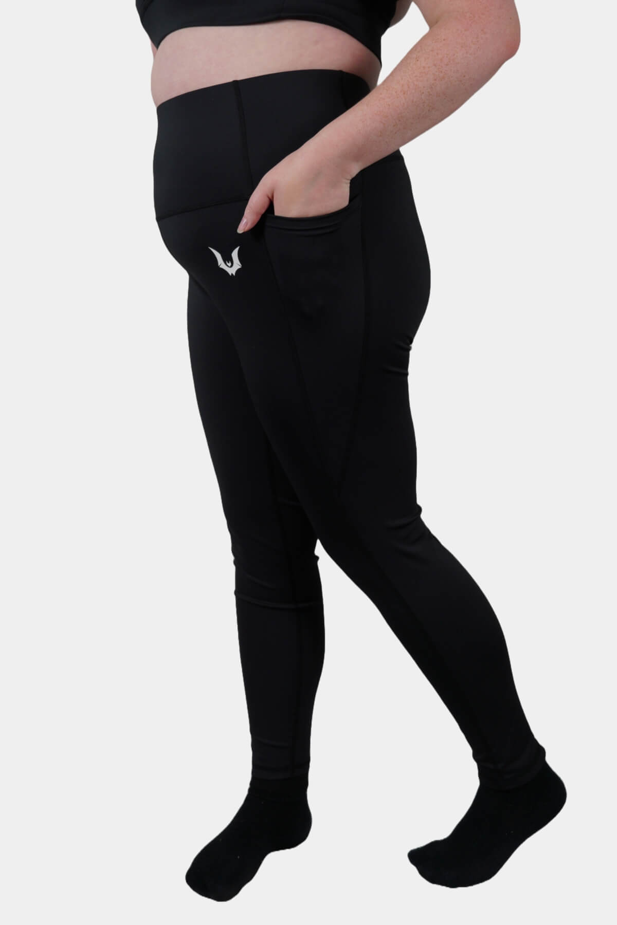 Gothica Black Full Length Side Pocket Leggings