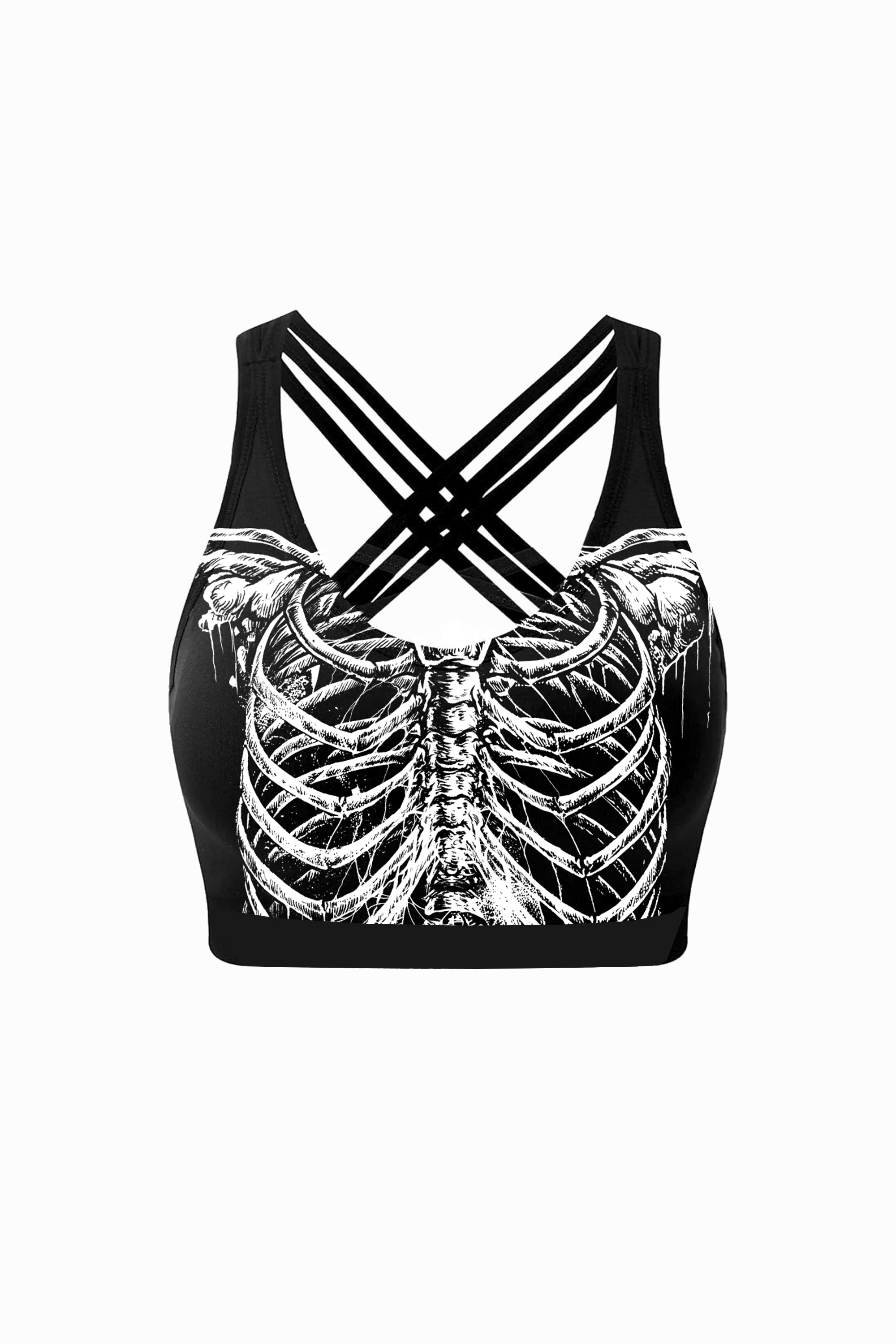 Ribcage - 'Gothica' Criss-Cross Crop Top