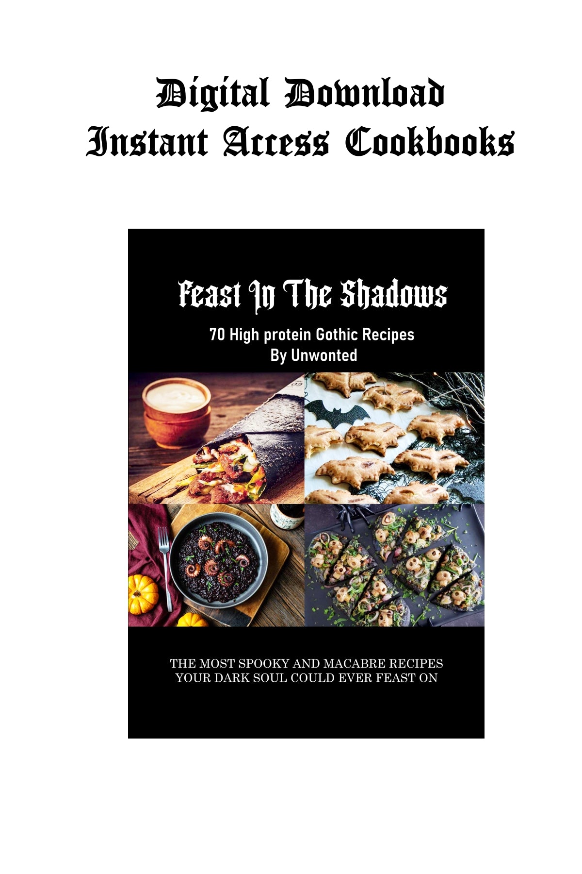 E-Book Feast In The Shadows Cookbook - Digital Download - 70 High Protein Gothic Recipes