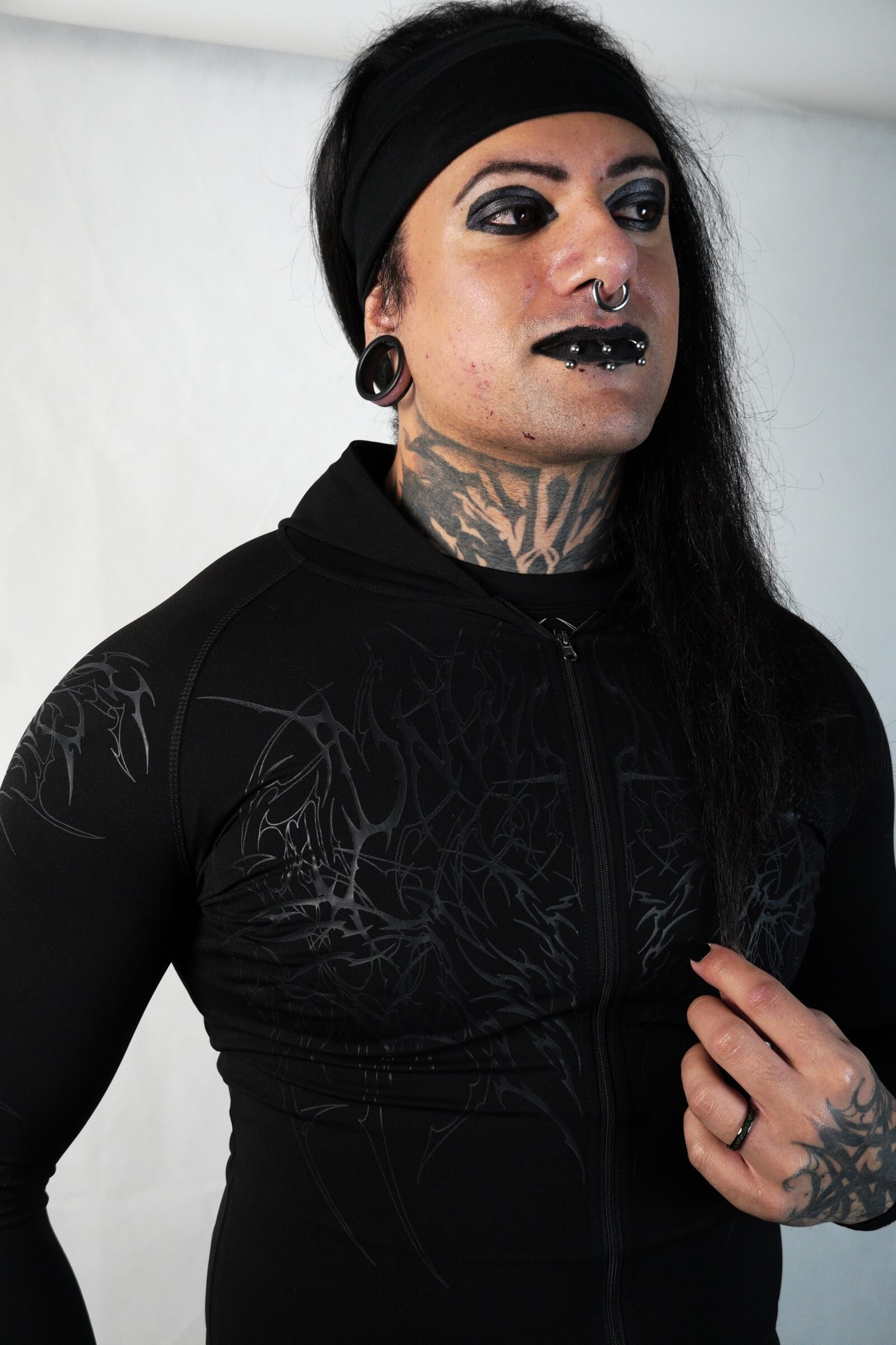 Nightwing Graphite - Men's Compression Zipped Hoodie