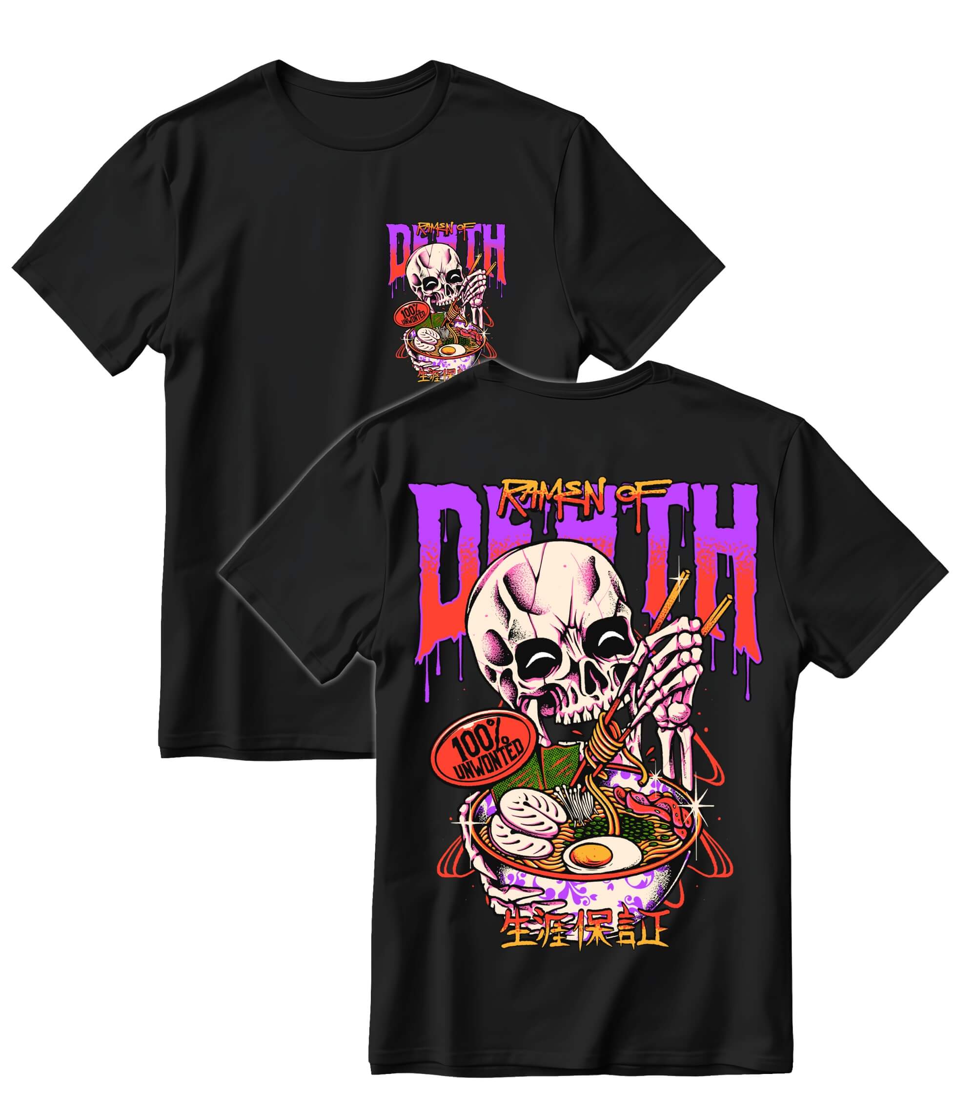 Death By Ramen - Cotton T-Shirt - Unwonted Alternative Gym Wear - unwontedapparel