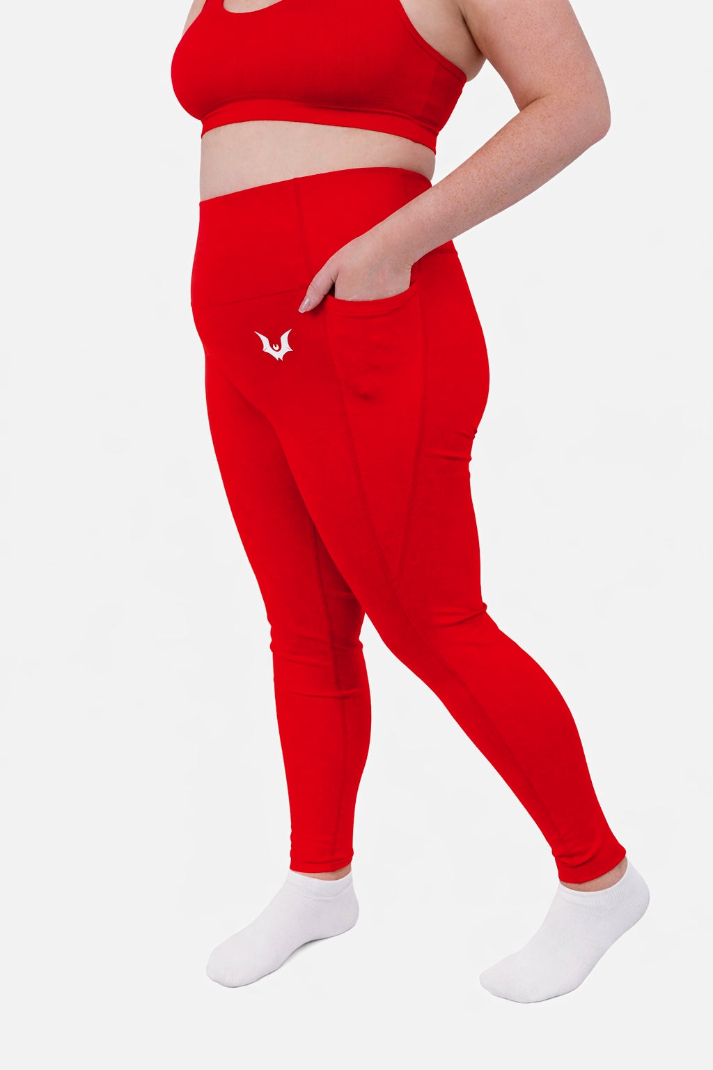 Red 'Gothica' - Full Length Side Pocket Leggings