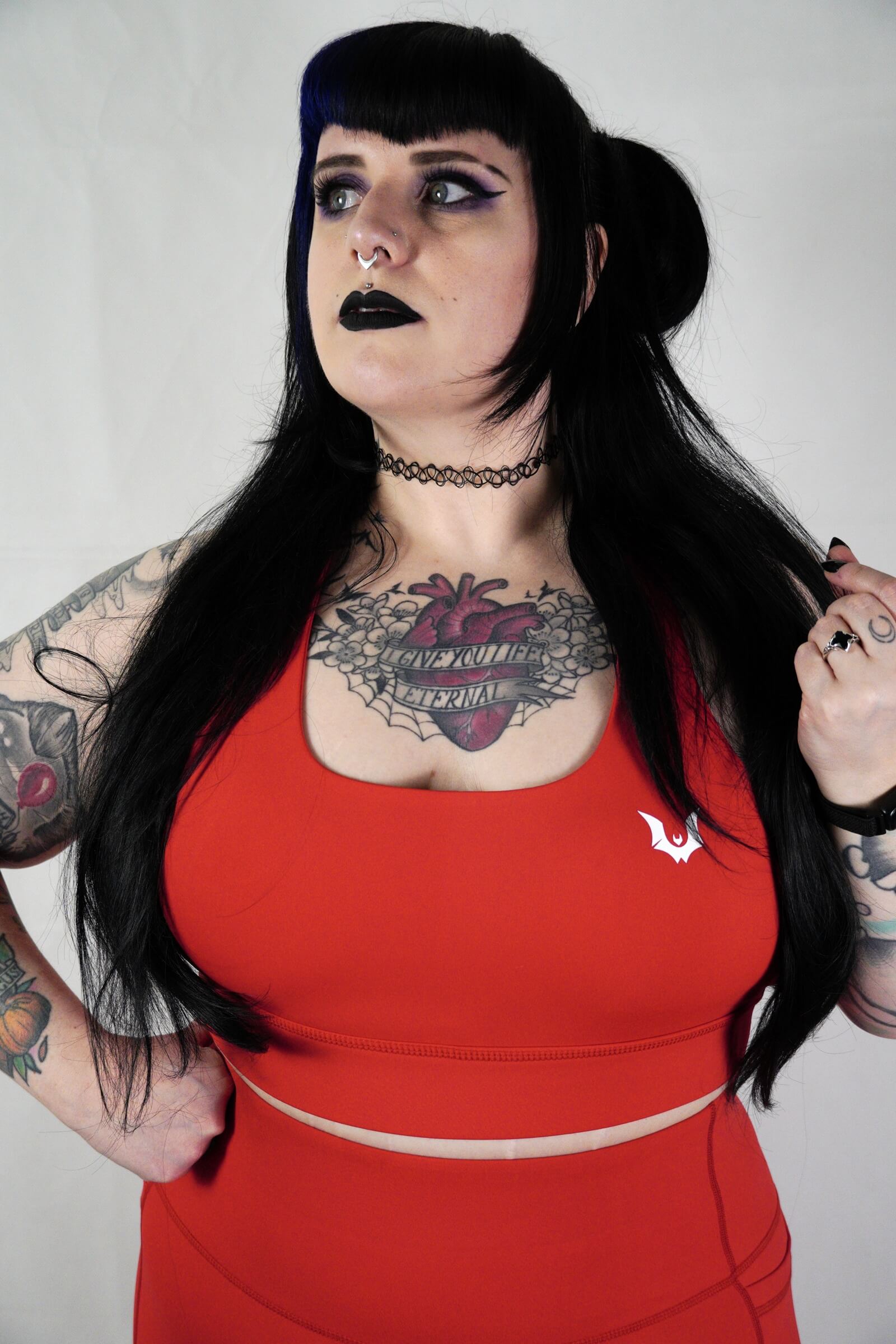 Red 'Gothica' - Criss Cross Crop Top