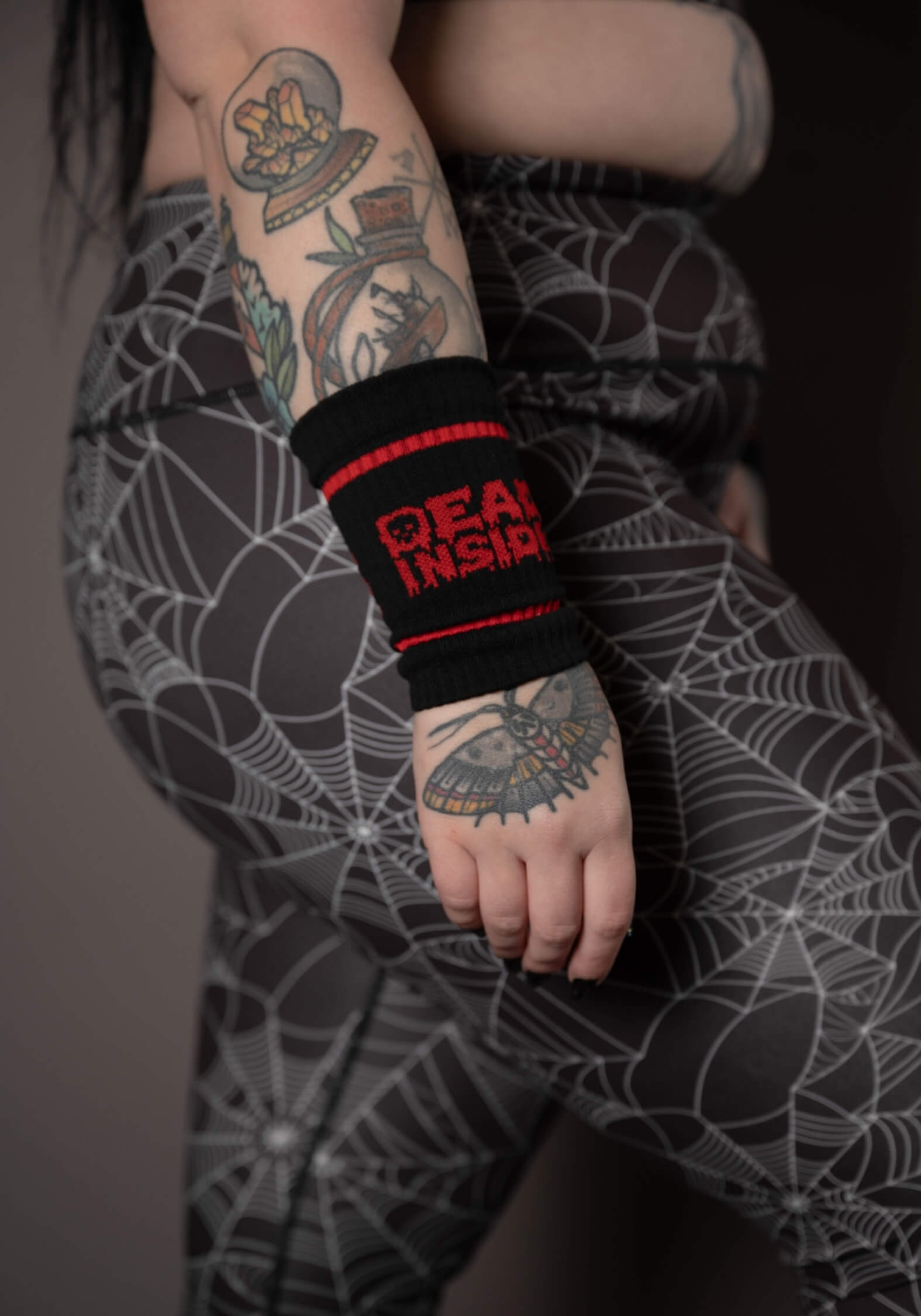 Dead Inside Wrist Sweatbands - Unwonted Alternative Gym Wear - unwontedapparel