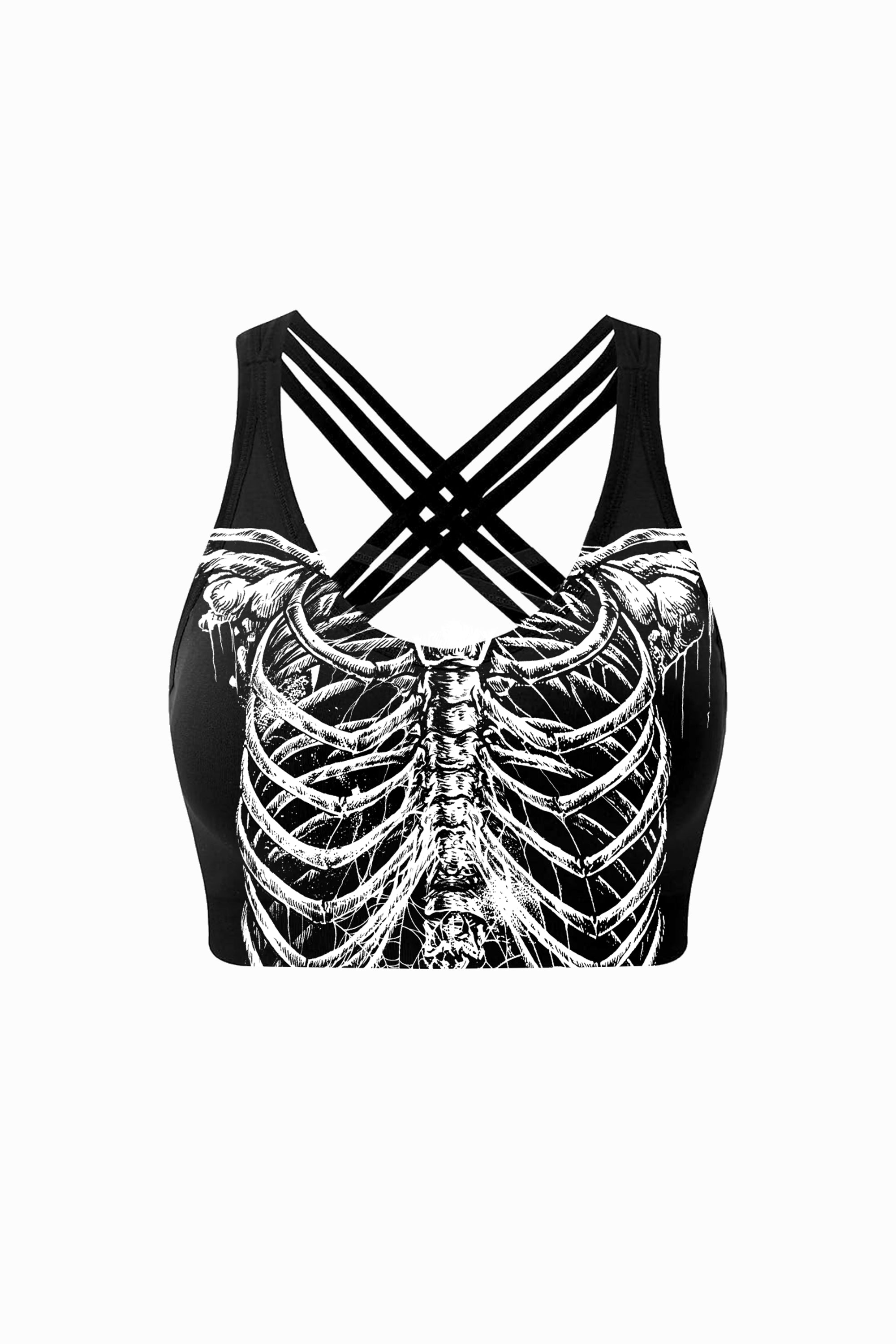 Ribcage - 'Gothica' Criss-Cross Crop Top